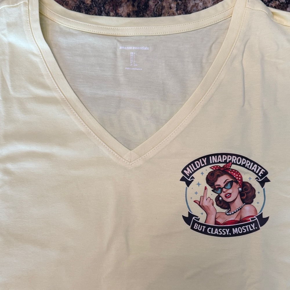 Amazon Essentials Yellow Graphic Tee - image 4